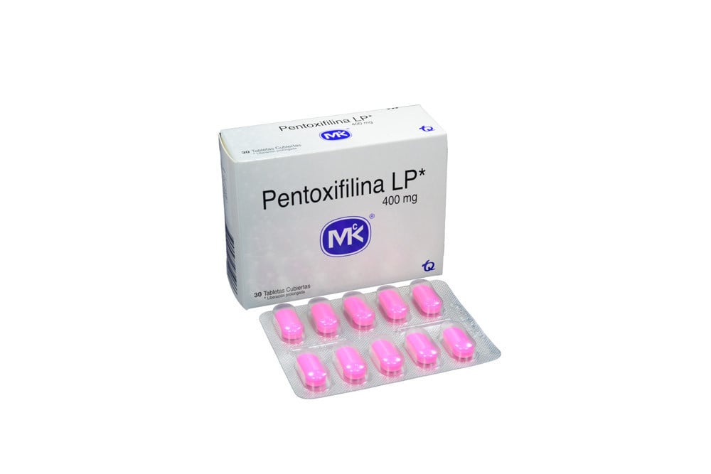 pentoxifilina lp 400 mg caja con 30 tabletas recubiertas
