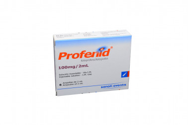 P Profenid Solución Inyectable 100 mg Caja Con 6 Ampollas De 2 mL