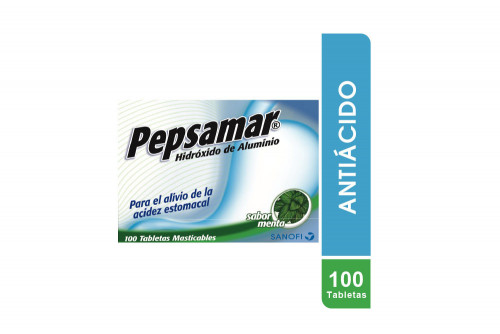 Pepsamar Caja Con 100 Tabletas Masticables - Sabor Menta