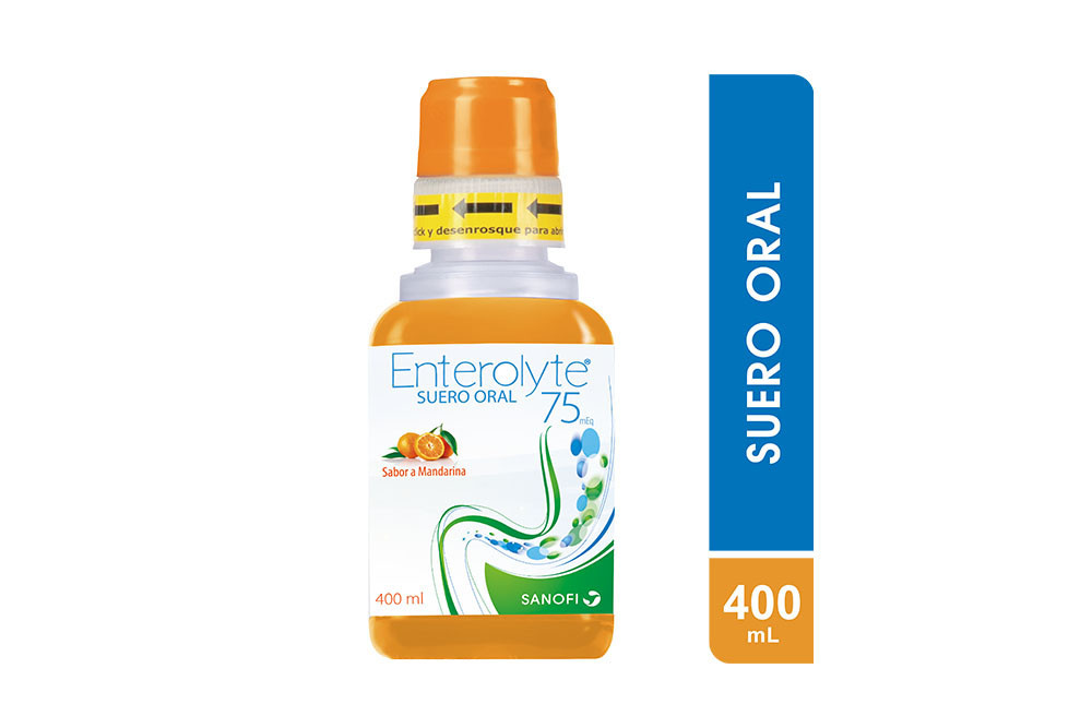 Enterolyte 75 mEq Suero Oral Frasco Con 400 mL - Sabor a Mandarina