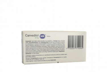Carvedilol 25 mg Caja 30 Tabletas