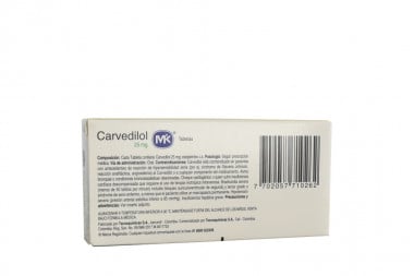 Carvedilol 25 Mg Caja 30 Tabletas