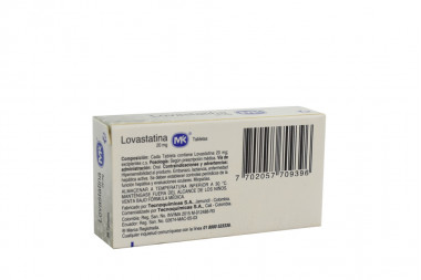 Lovastatina 20 mg Caja Con 30 Tabletas