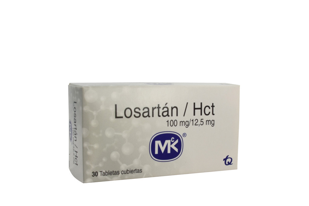 Losartán Hidroclorotiazida 100 / 12.5 mg Caja Con 30 Tabletas