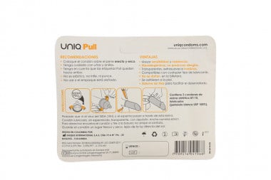 Condones Uniq Pull 3 Unds + 3 Lubricantes