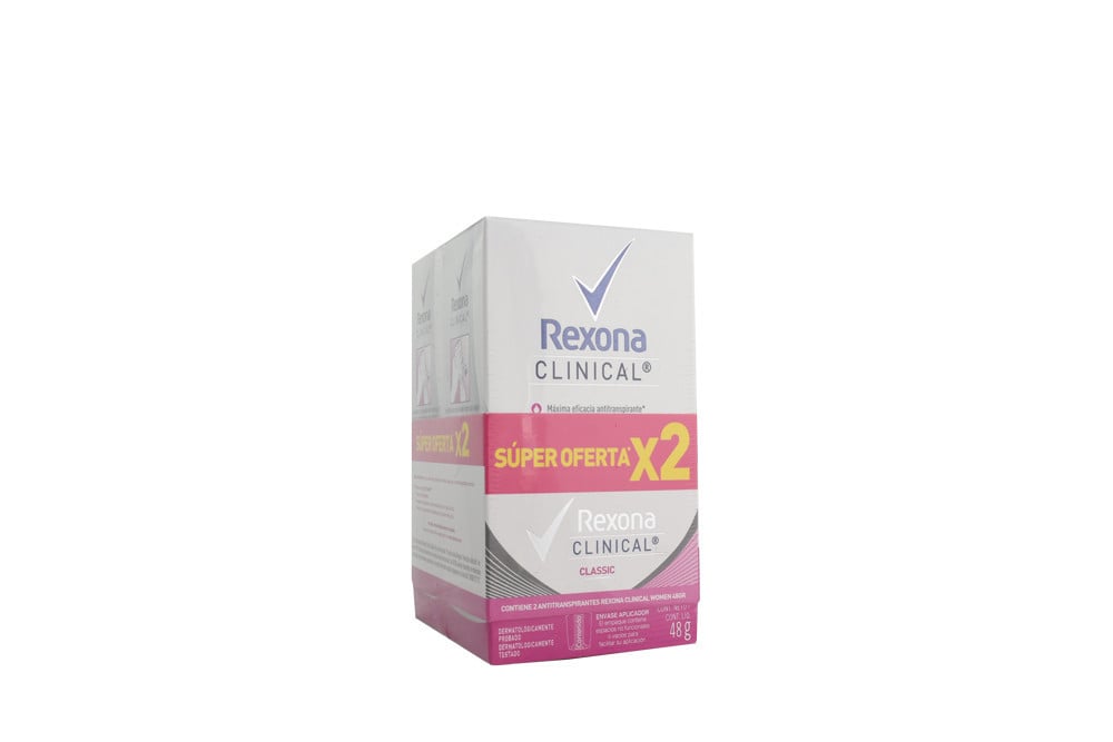 Rexona Clinical Classic Caja Con 2 Frascos Con 48 g C/U