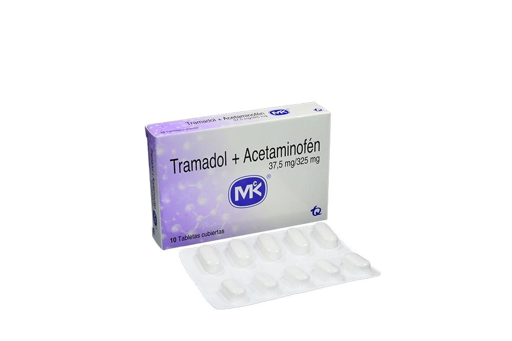 Tramadol + Acetaminofén 37,5 / 325 mg Caja Con 10 Tabletas Cubiertas