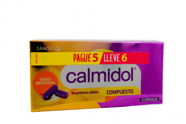 Calmidol Ibuprofeno/Cafeína Compuesto Caja Con 6 Cápsulas