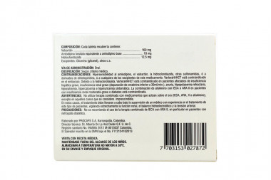 Varteral 12/5/160 Mg Caja Con 10 Tabletas