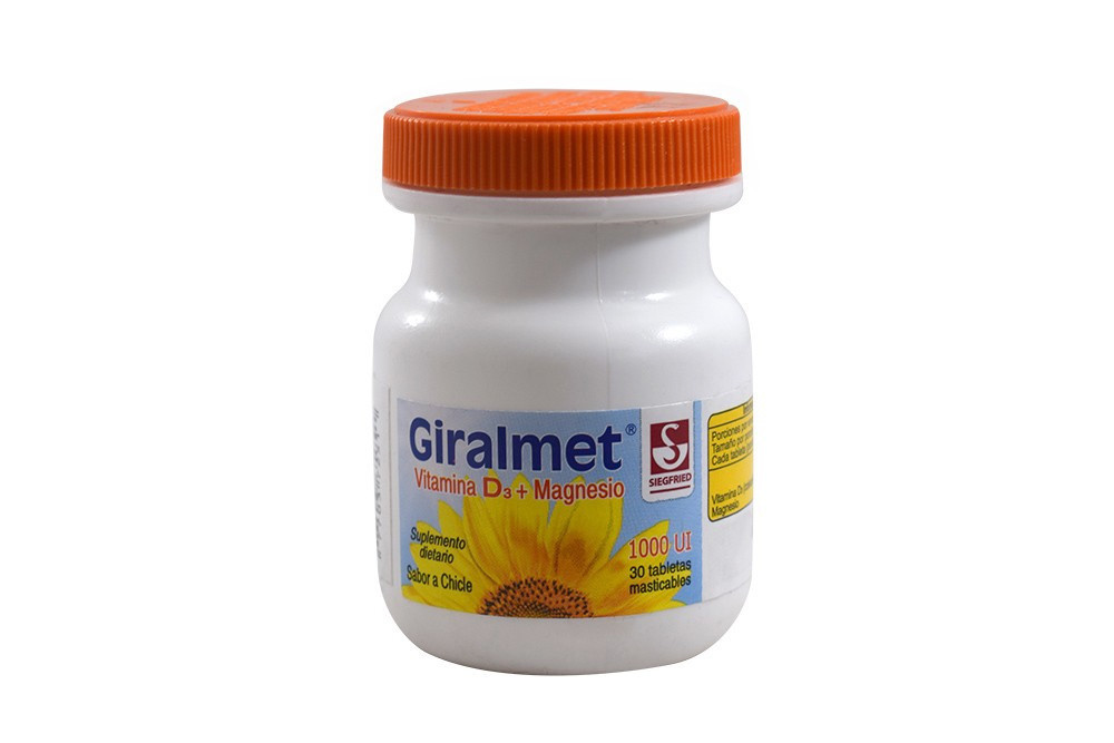Giralmet 1000 Ui Sabor A Chicle Frasco Con 30 Tabletas Masticables