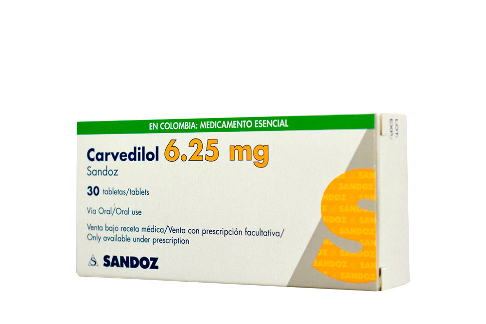Carvedilol Sandoz 6,25 mg Caja Con 30 Tabletas 