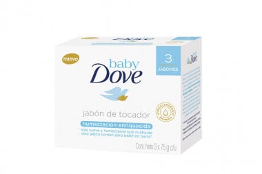 Baby Dove Jabon De Tocador Humectacion Enriquecida Caja Con 3 Jabones Con 75 g  C/U