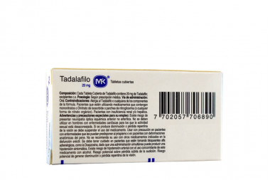Tadalafilo 20 mg Caja Con 4 Tabletas Cubiertas