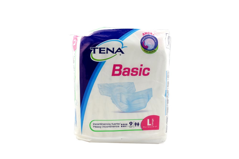 Pañales Tena Basic Talla L Tipo Tela 9 Unds