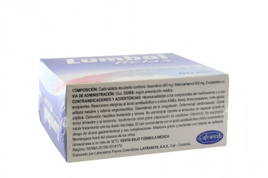 Lumbal Relax 400 / 500 mg Caja Con 60 Tabletas Recubiertas