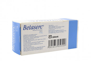 Betaserc 16 mg Caja Con 20 Tabletas 