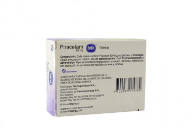 Piracetam MK 800 mg Caja Con 30 Tabletas 