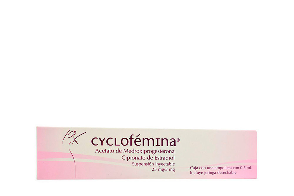 Cyclofémina 25/5 mg Caja Con Ampolleta Con 0.5 mL – Incluye Jeringa Desechable