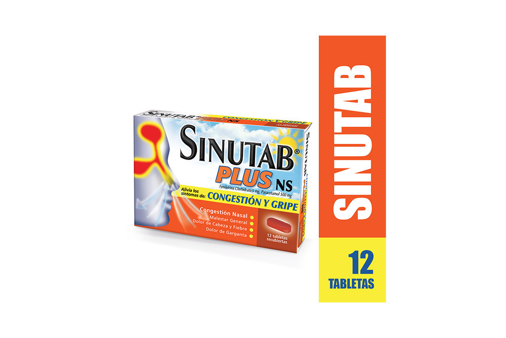 Analgésico Sinutab Plus NS Con 12 Tabletas