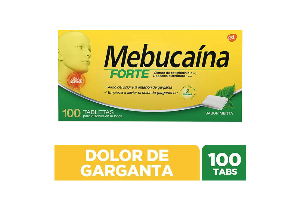 Mebucaína Forte 1 mg / 2 mg Caja Con 100 Tabletas