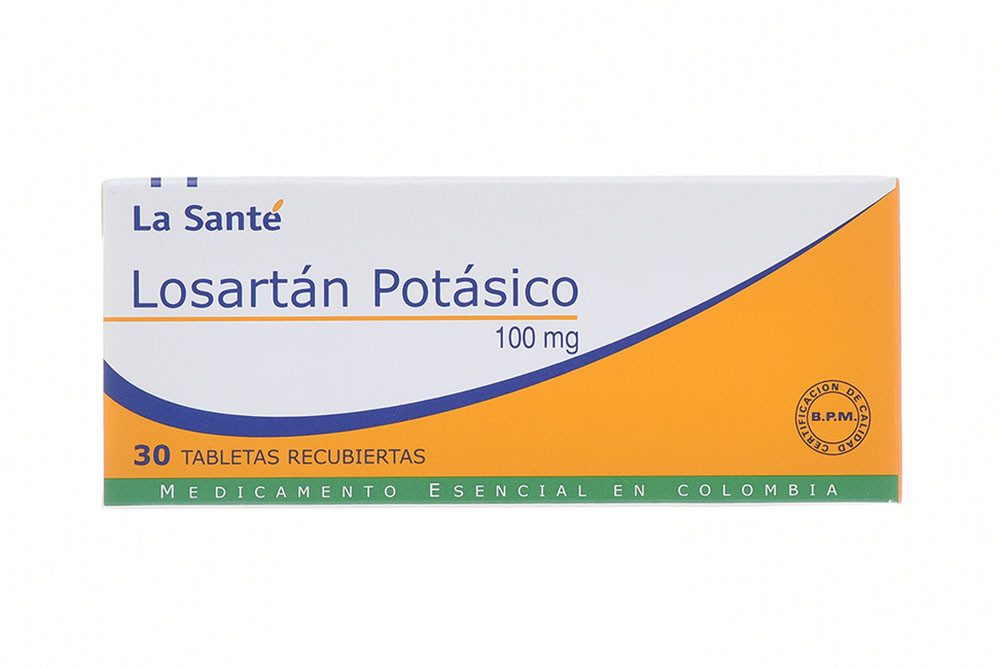 Losartán Potásico 100 mg Caja Con 30 Tabletas Recubiertas