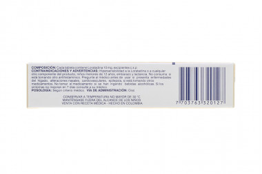 loratadina 10 mg caja con 10 tabletas