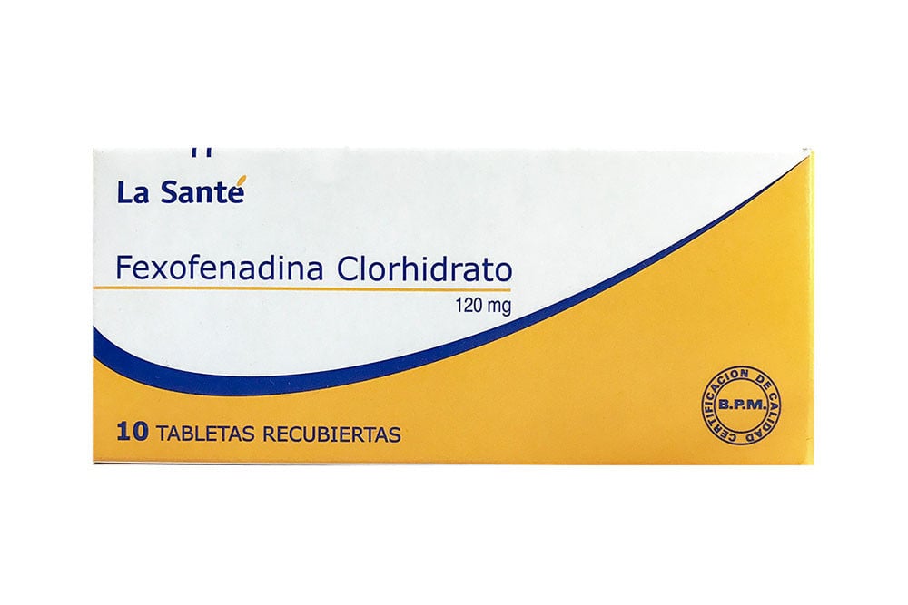 Fexofenadina Clorhidrato La Santé 120 mg Caja Con 10 Tabletas