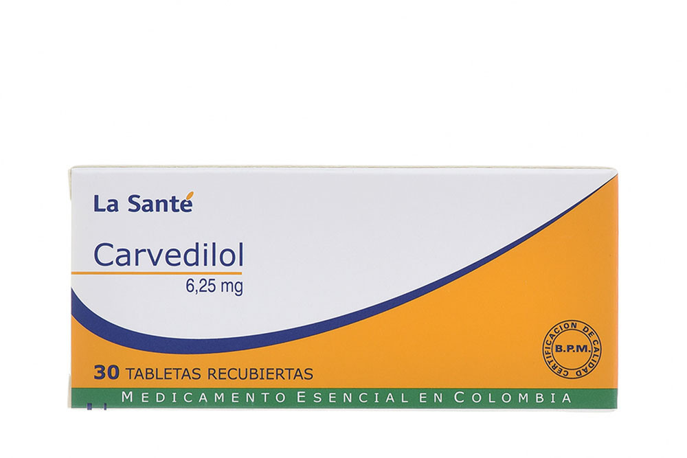Carvedilol 6,25 mg Caja Con 30 Tabletas Recubiertas 
