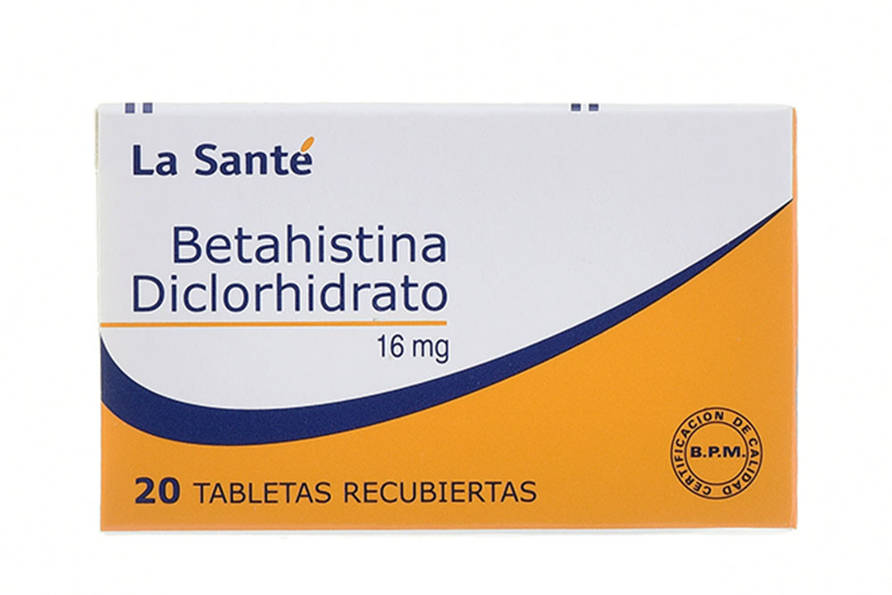 Betahistina Diclorhidrato 16 mg Caja Con 20 Tabletas Recubiertas