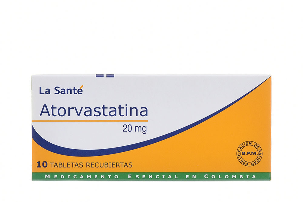 Atorvastatina 20 mg Caja Con 10 Tabletas Recubiertas