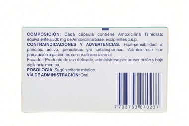 Amoxicilina 500 mg Caja Con 50 Cápsulas