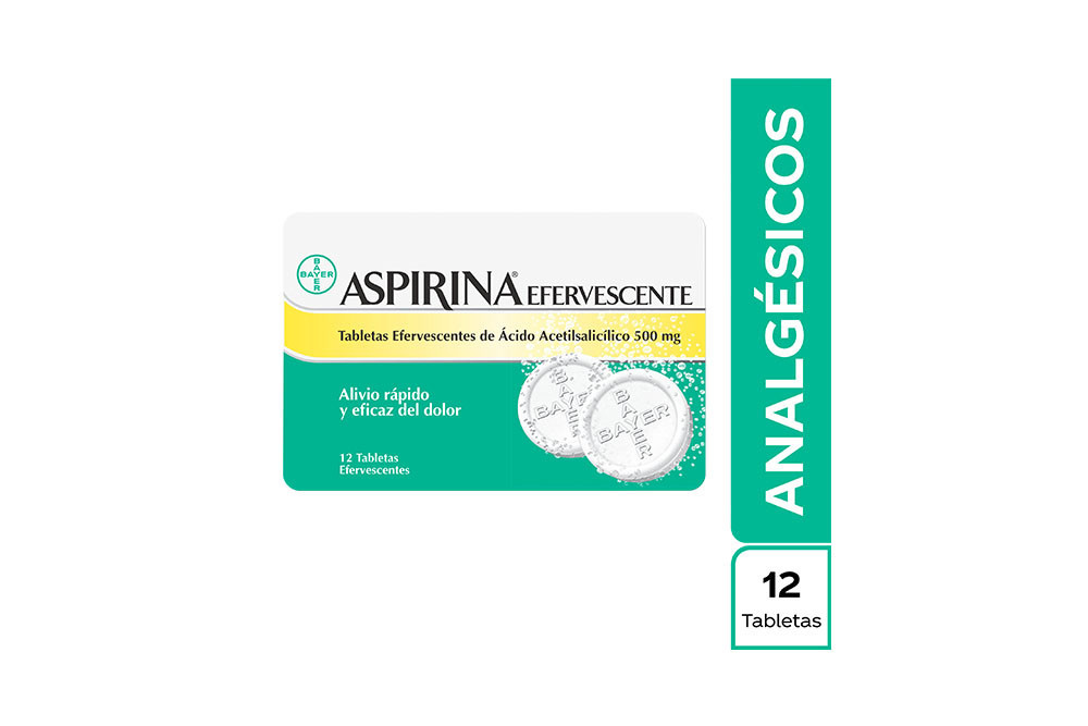 Aspirina Efervescente 500 mg Caja Con 12 Tabletas