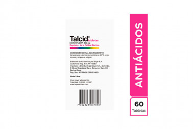 Talcid 500 mg Caja Con 60 Tabletas Masticables - Sabor a Cereza