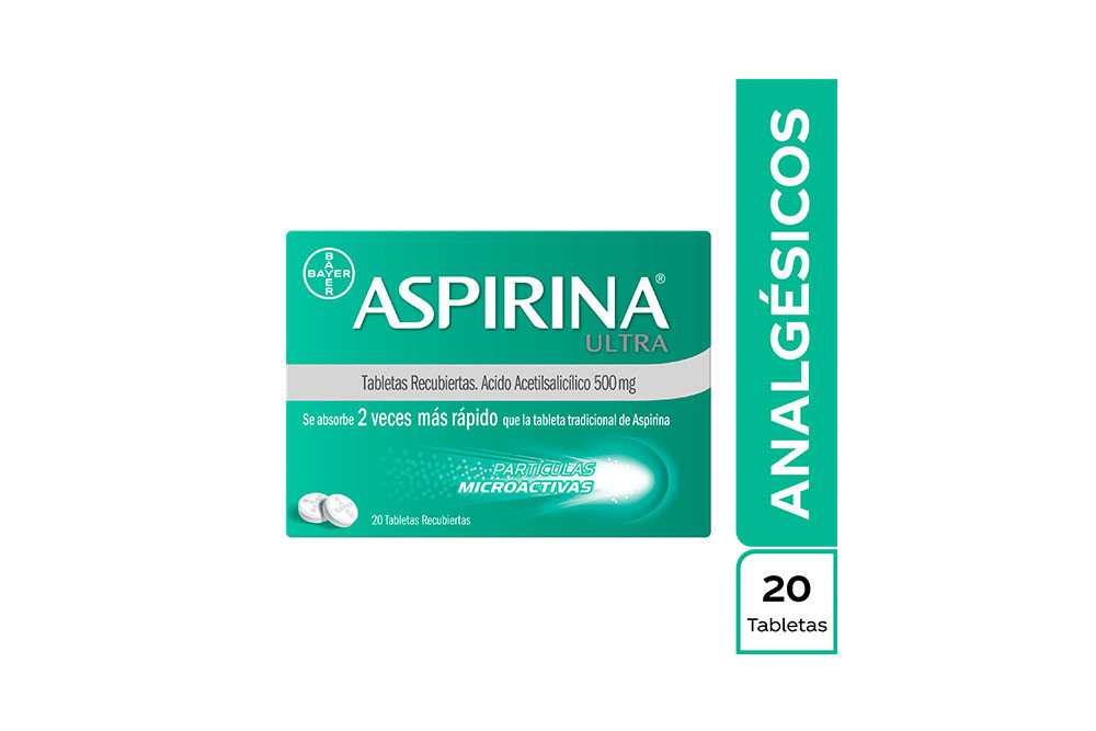 Aspirina Ultra 500 mg Caja Con 20 Tabletas 