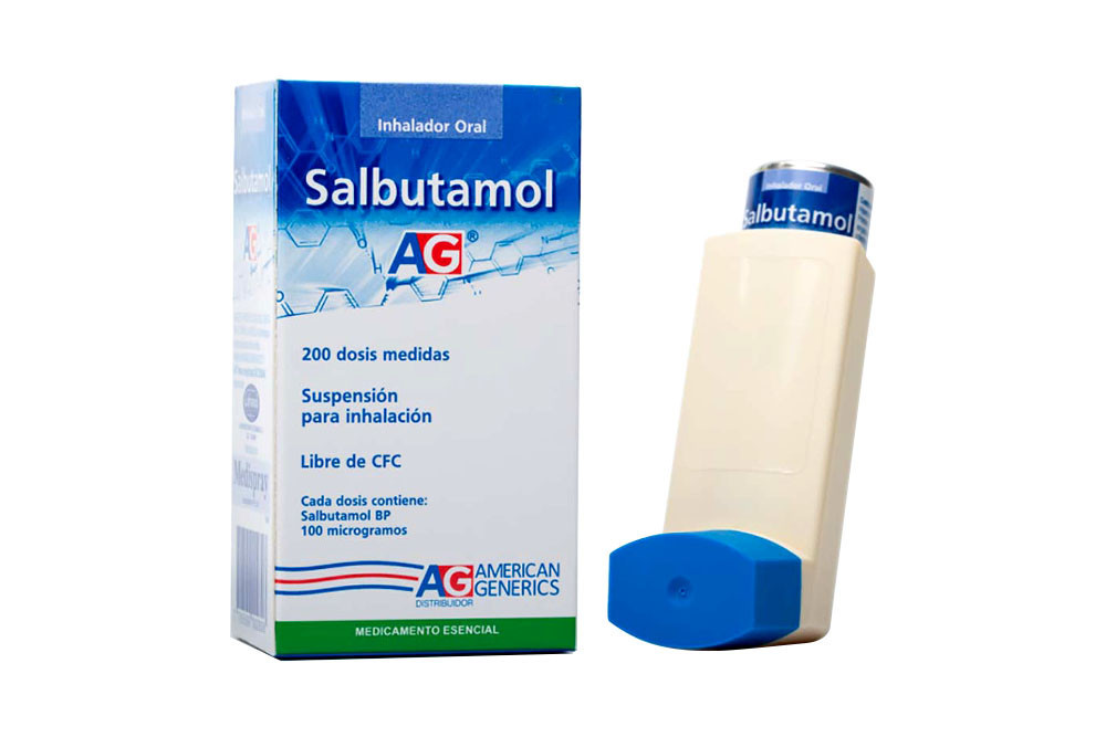 Salbutamol 100 mcg Caja Con Frasco Inhalación x 200 Dosis Suspensión - Broncoespasmos