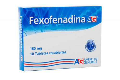 Fexofenadina 180 mg Caja 10 Tabletas Recubiertas