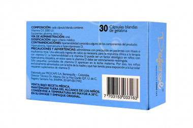 Deferol 2000 UI Vitamina D3 Caja Con 30 Cápsulas Blandas De Gelatina