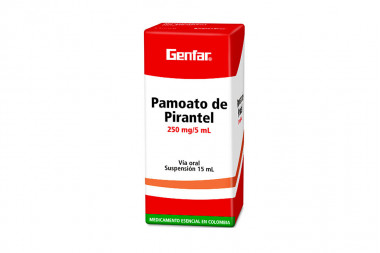 Pamoato De Pirantel Suspensión Oral 250 mg / 5 mL Caja Con Frasco Con 15 mL