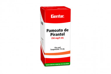 Pamoato De Pirantel Suspensión Oral 250 mg / 5 mL Caja Con Frasco Con 15 mL