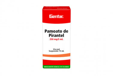 Pamoato De Pirantel Suspensión Oral 250 mg / 5 mL Caja Con Frasco Con 15 mL