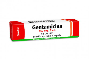 Gentamicina Solución Inyectable 160  mg / 2 mL Caja Con 1 Ampolla