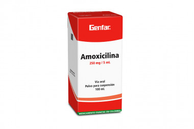 Amoxicilina 250 mg / 5 mL Polvo Para Suspensión Caja Con Frasco Con 100 mL