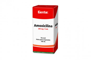 Amoxicilina 250 mg / 5 mL Polvo Para Suspensión Caja Con Frasco Con 100 mL
