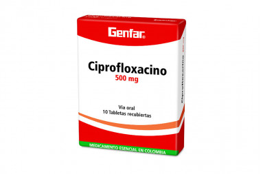 Ciprofloxacino Genfar 500 mg Caja Con 10 Tabletas Recubiertas