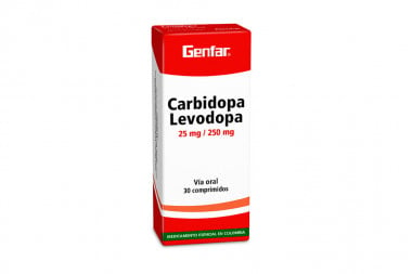 Carbidopa Levodopa 25 / 250 mg Caja Con 30 Comprimidos
