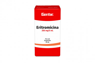 Eritromicina Suspensión 250 mg / 5 mL Caja Con Frasco Con 60 mL