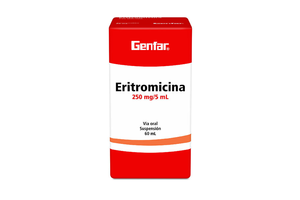 Eritromicina Suspensión 250 mg / 5 mL Caja Con Frasco Con 60 mL