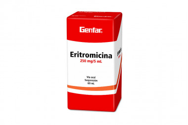 Eritromicina Suspensión 250 mg / 5 mL Caja Con Frasco Con 60 mL