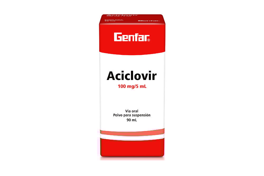 Aciclovir 100 Mg / 5 Ml Polvo Para Suspensión Caja Con Frasco Con 90 Ml