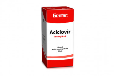 Aciclovir 100 Mg / 5 Ml Polvo Para Suspensión Caja Con Frasco Con 90 Ml